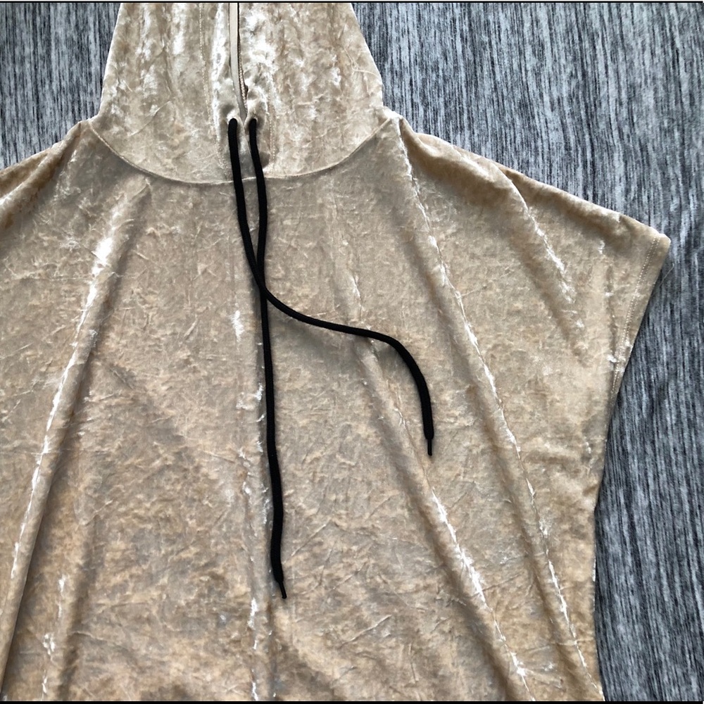 SM cream, VELVET, shirt-sleeve F21 hoodie